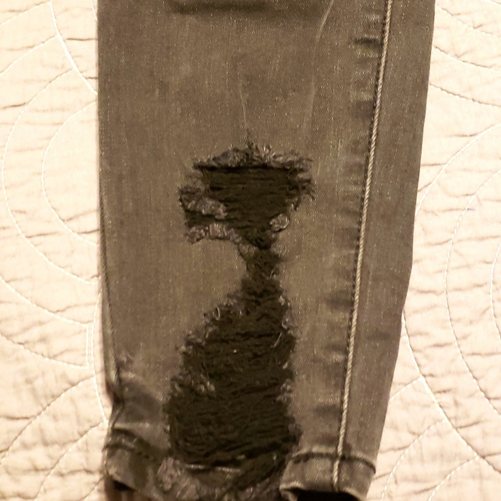 Distressed Gray/Black Lace Up jeans!! - Picture 4 of 4